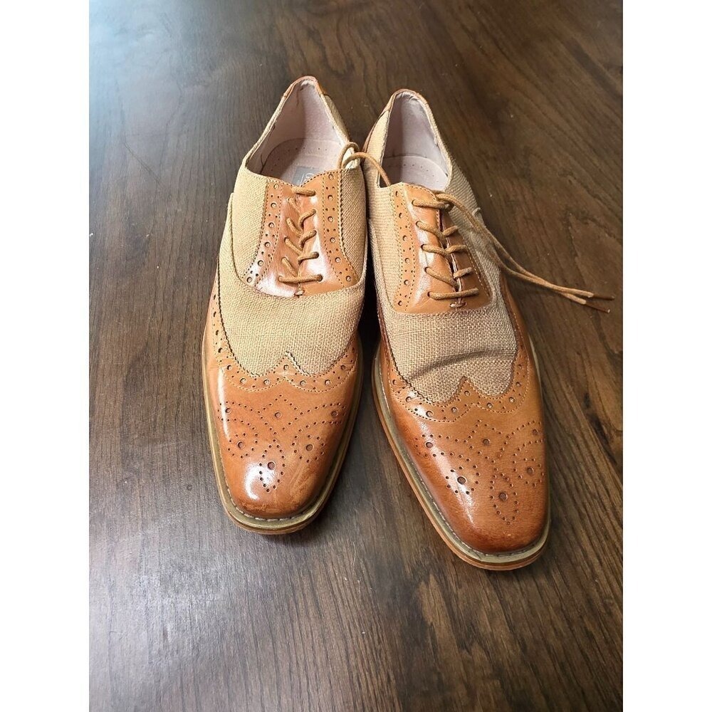Avanti Milano Giovanni Tan Burlap Patterned Dress Men Shoe size 10 - Picture 6 of 16